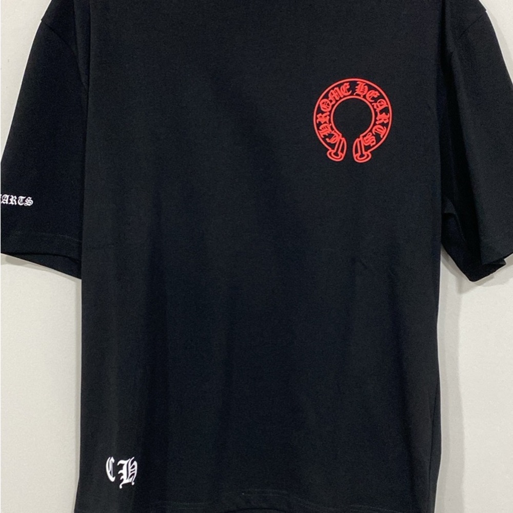 Chrome Hearts Black Tee with Red Logo